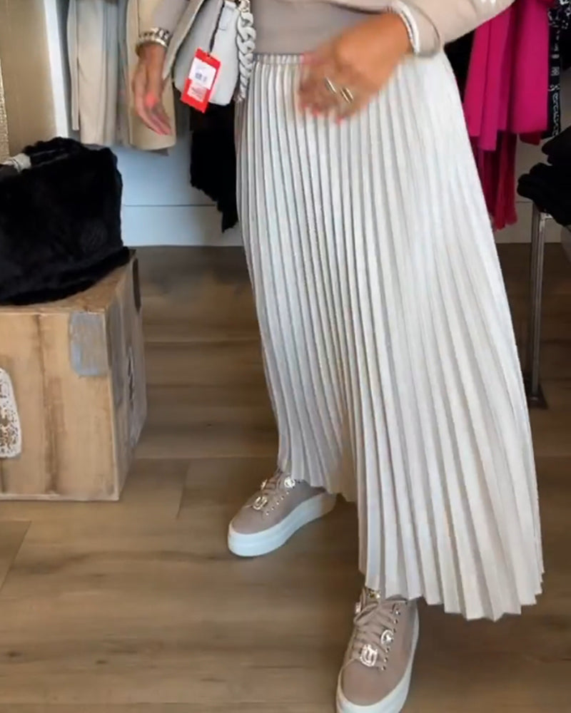 Pleated solid color dress