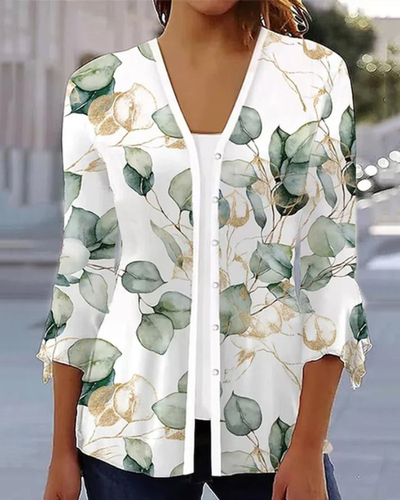 Casual leaf print top