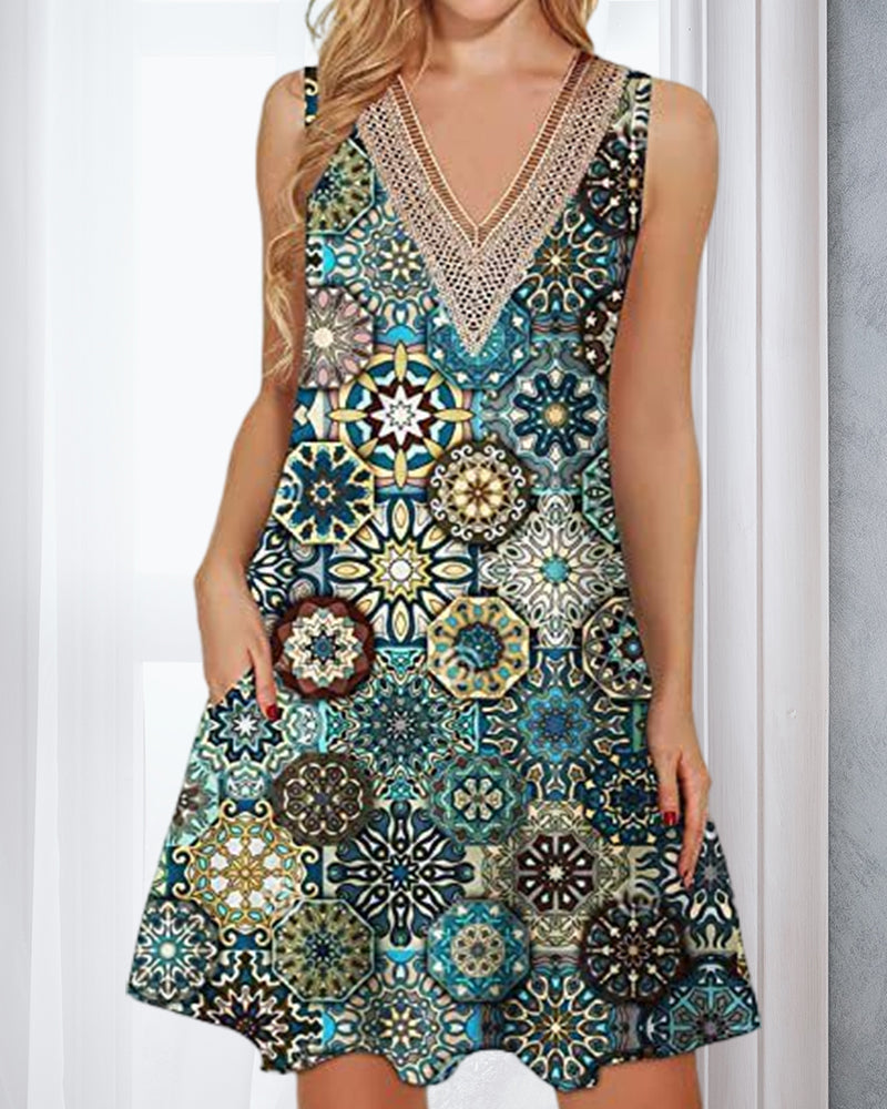 Sleeveless V-neck Casual Dress