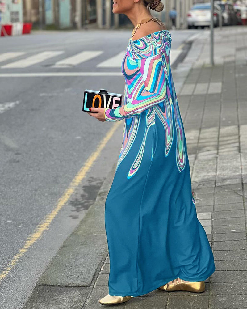 Long sleeve off shoulder elegant maxi dress