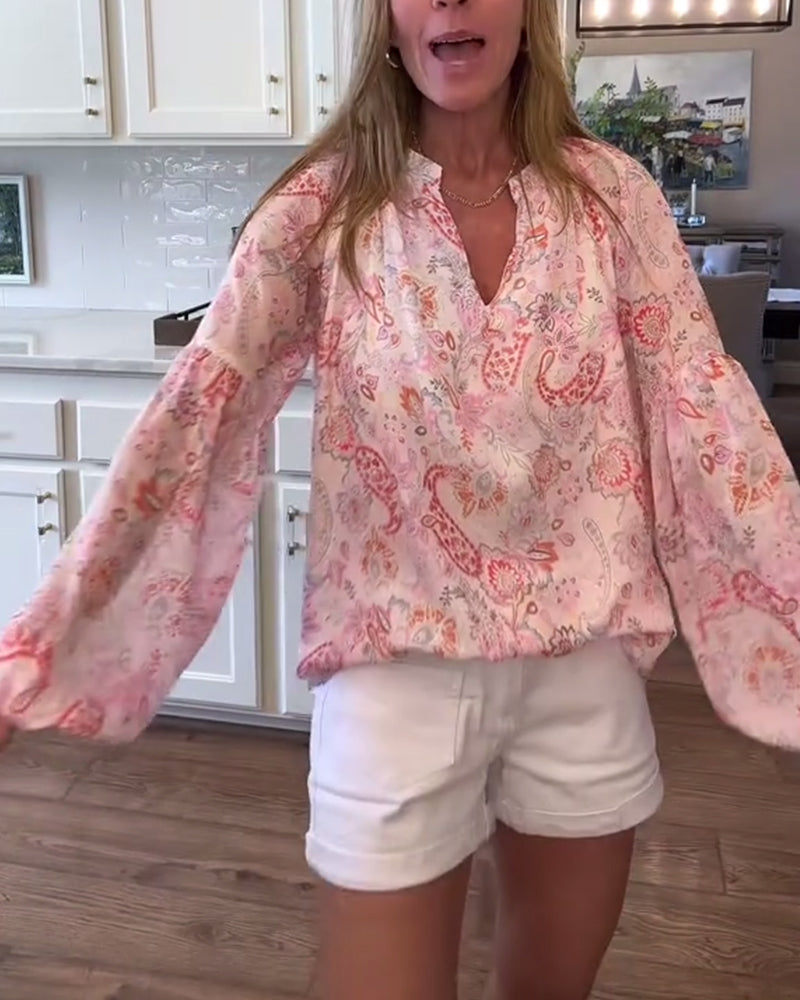 Balloon Sleeve Floral Blouse