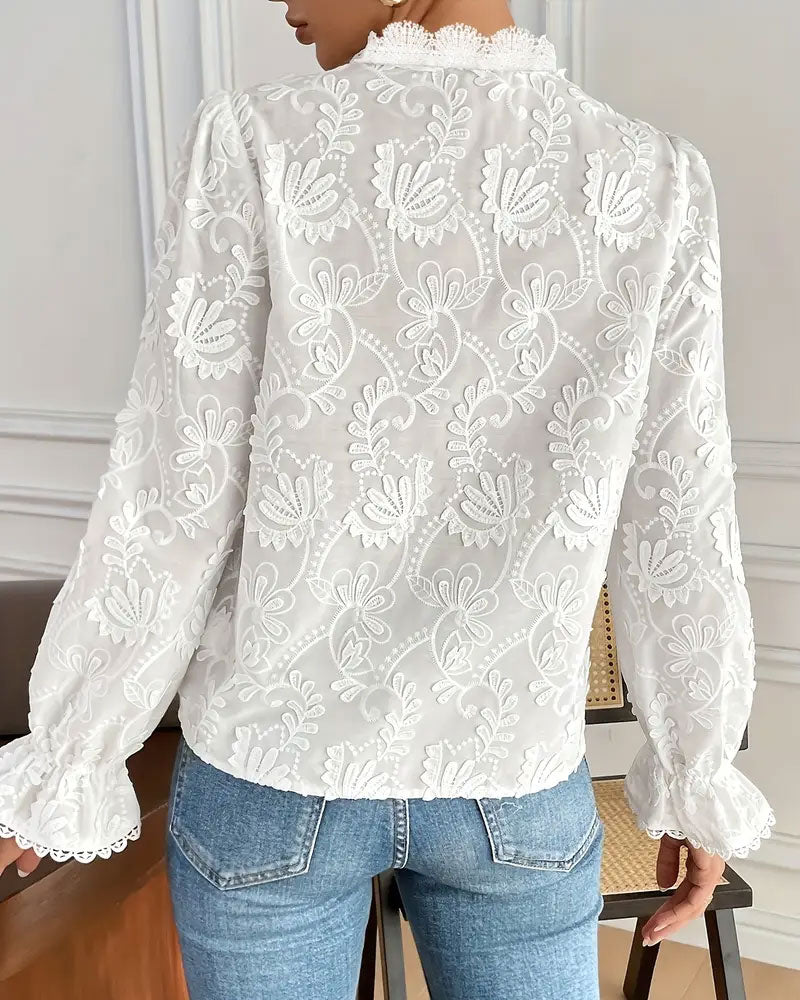 Embroidered Lace Long-Sleeved Blouse