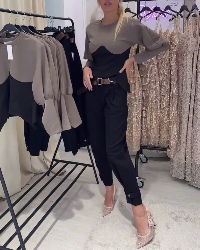 Round Neck Long Sleeve Fitted Top