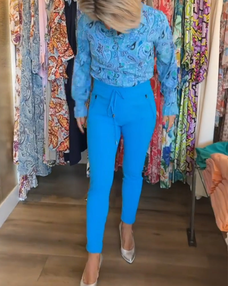 Long Sleeve Printed Vacation Shirt