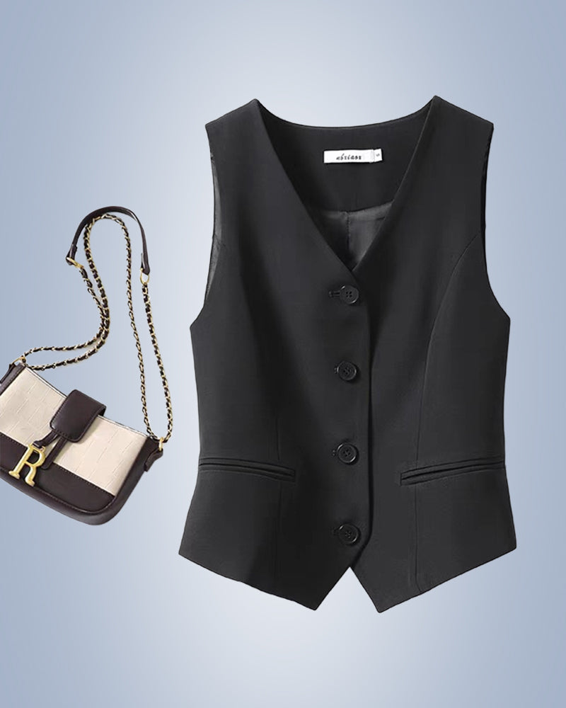 Solid color women's suit vest jacket