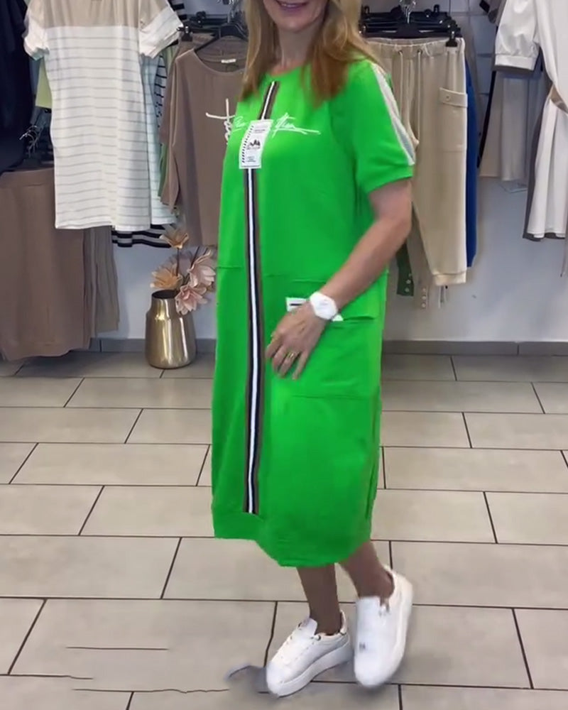 Short Sleeve Printed Shift Dress