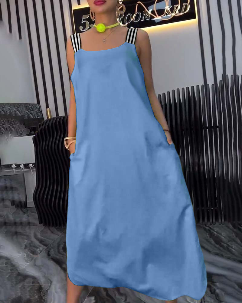 Spliced Suspender Loose Dress