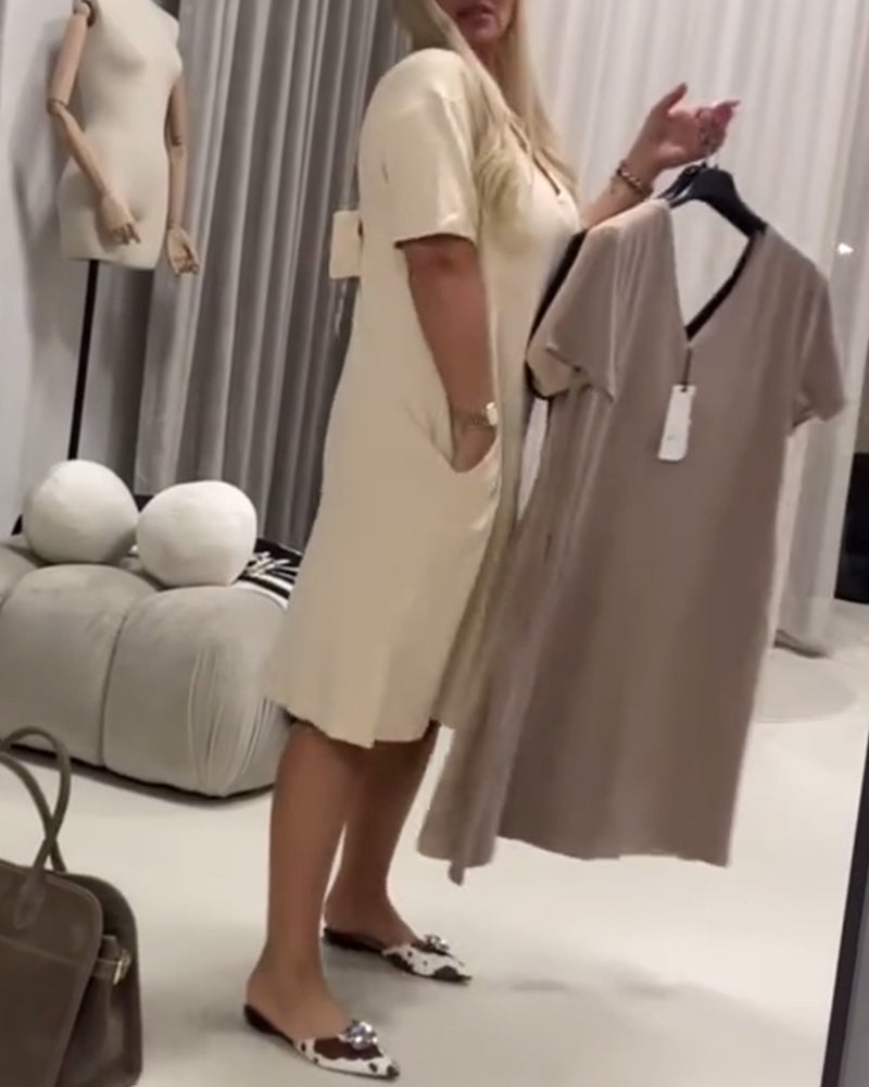 Fashionable And Elegant V-Neck Casual Dress