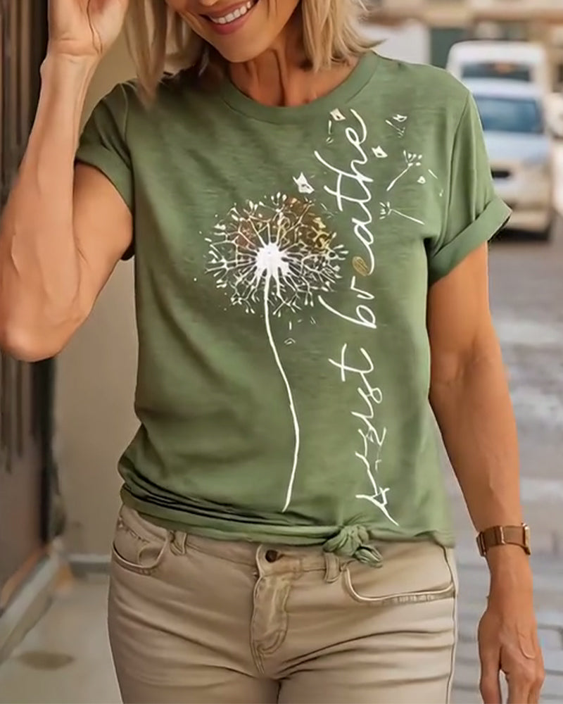 Dandelion Print Short - Sleeve T - Shirt