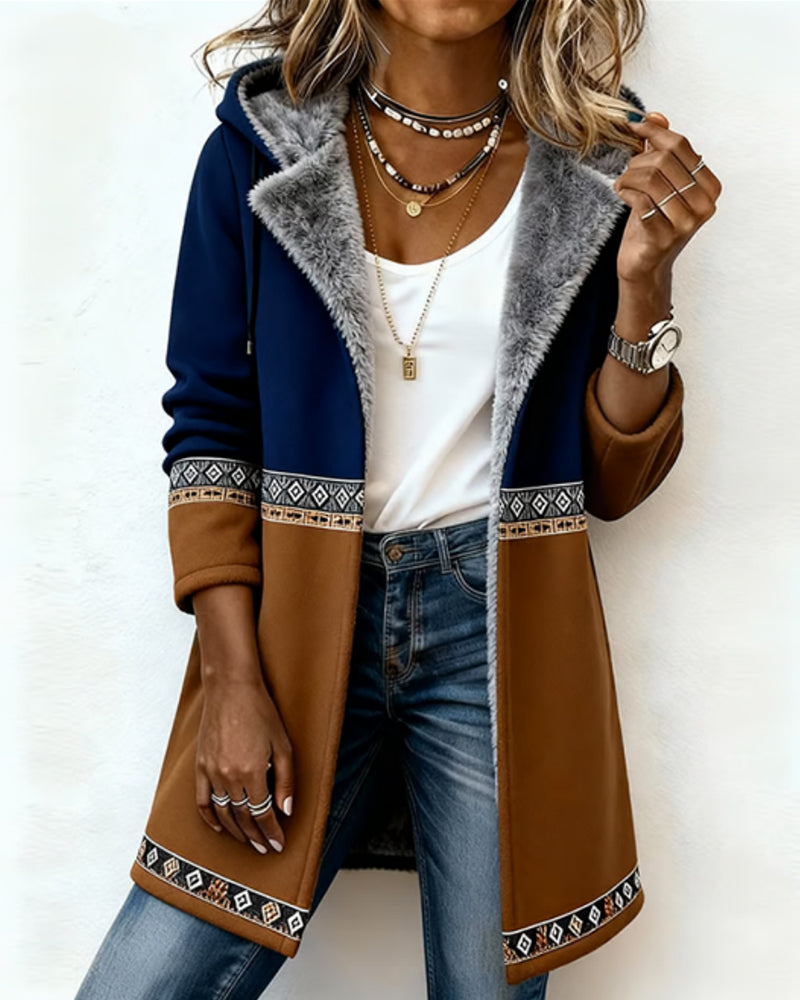 Fashionable Long-Sleeved Hooded Coat