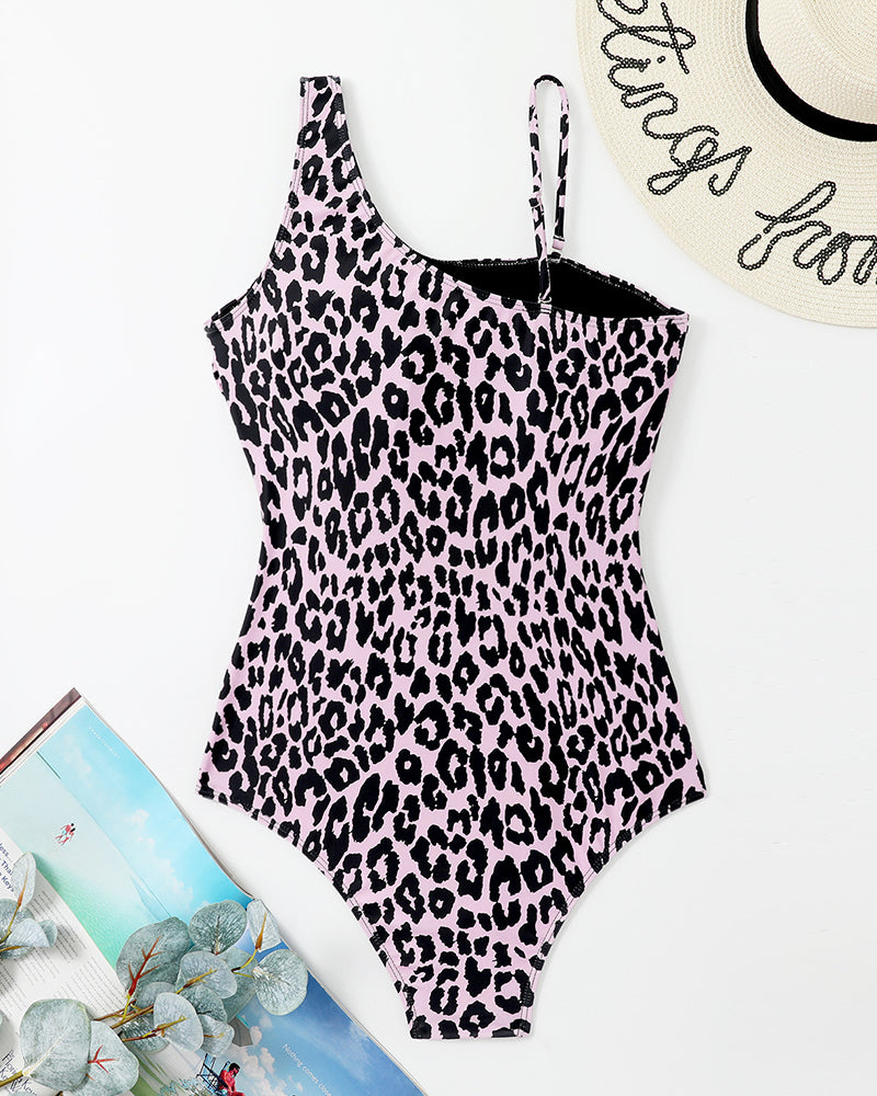 Sexy Spliced Off-Shoulder One-Piece Swimsuit