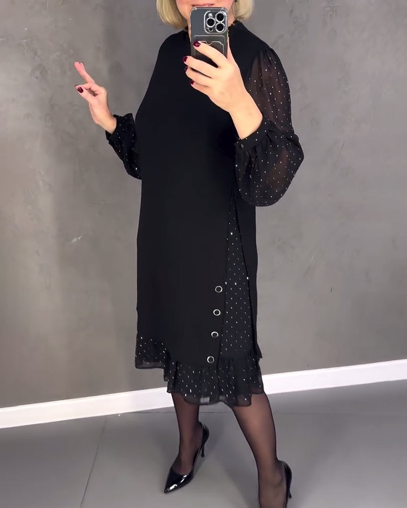Long-sleeved polka dot dress