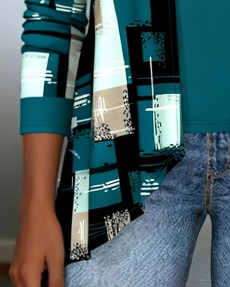 Faux Two-Piece Irregular Print Top