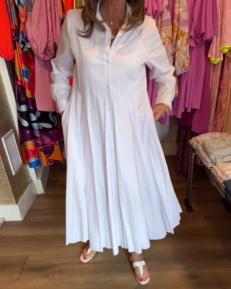 Solid color lapel casual dress