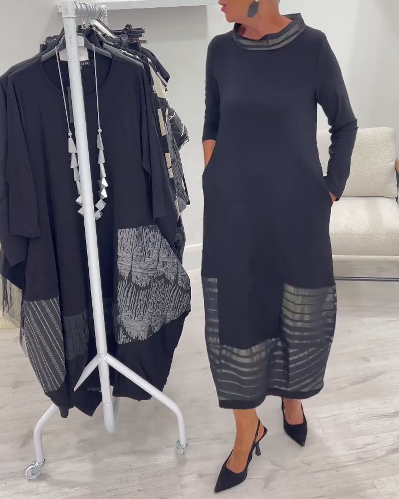 Solid Color Splicing Fashionable Dress