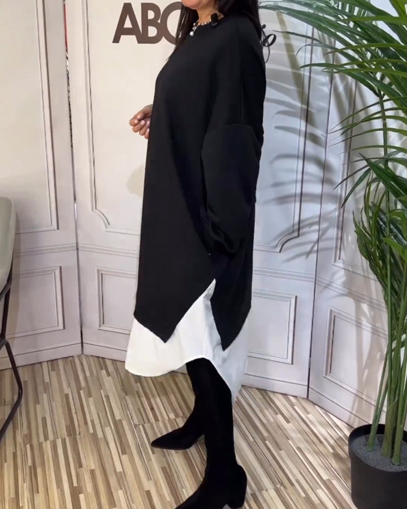 Round Neck Patchwork Dress