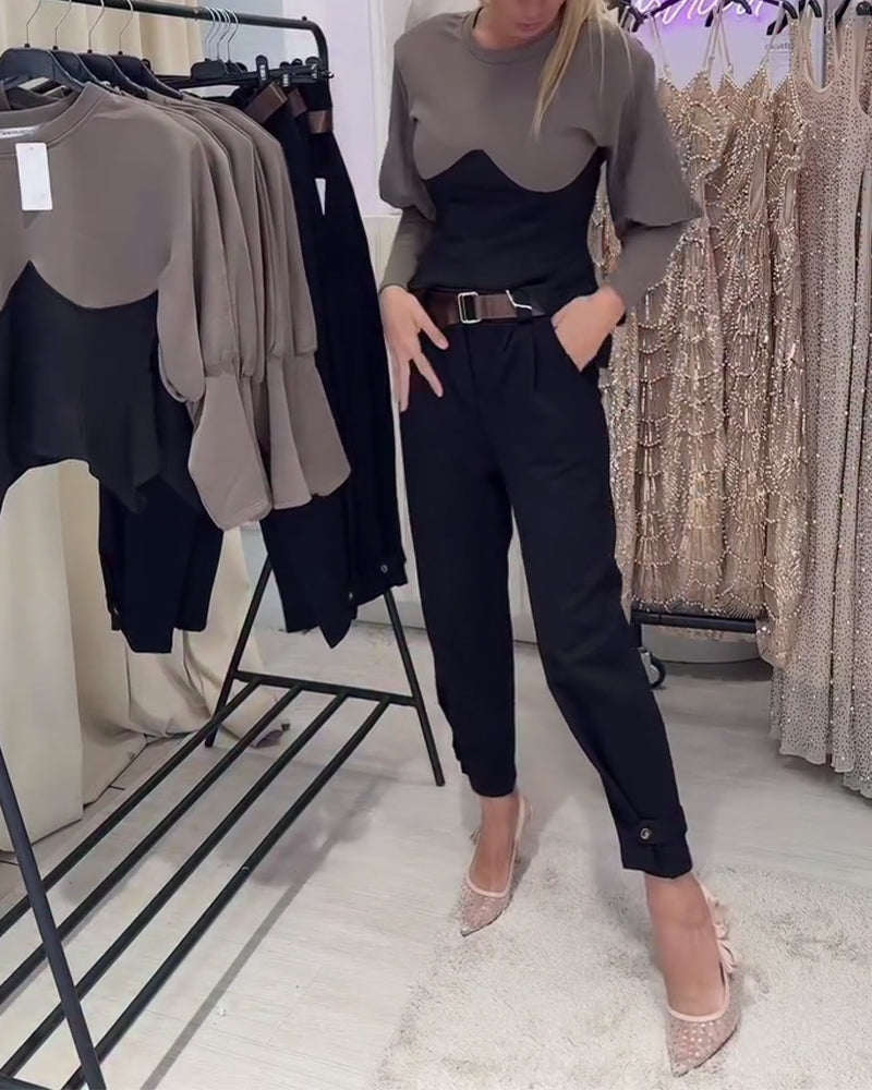 Round Neck Long Sleeve Fitted Top