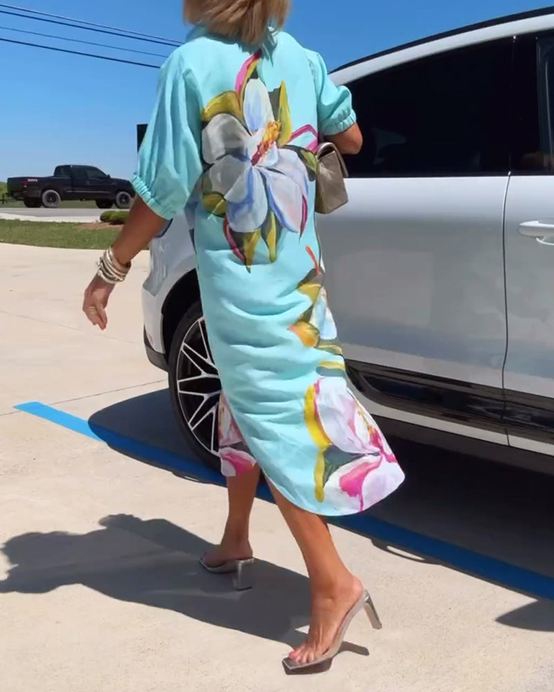 Floral print loose casual dress