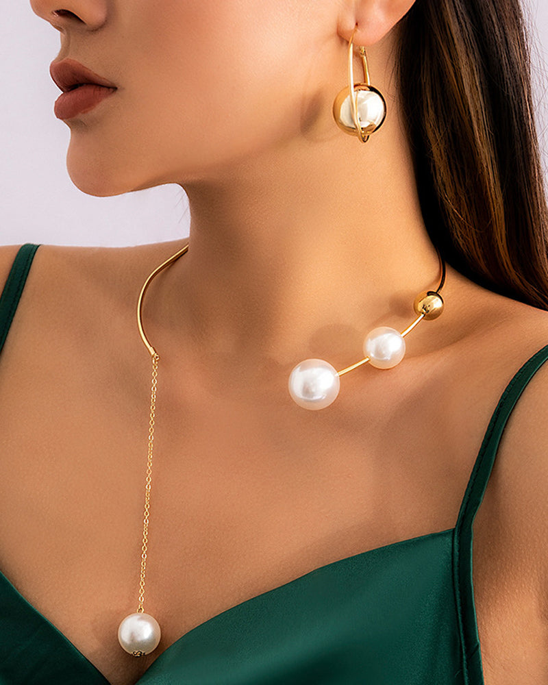 Faux pearl women's clavicle necklace