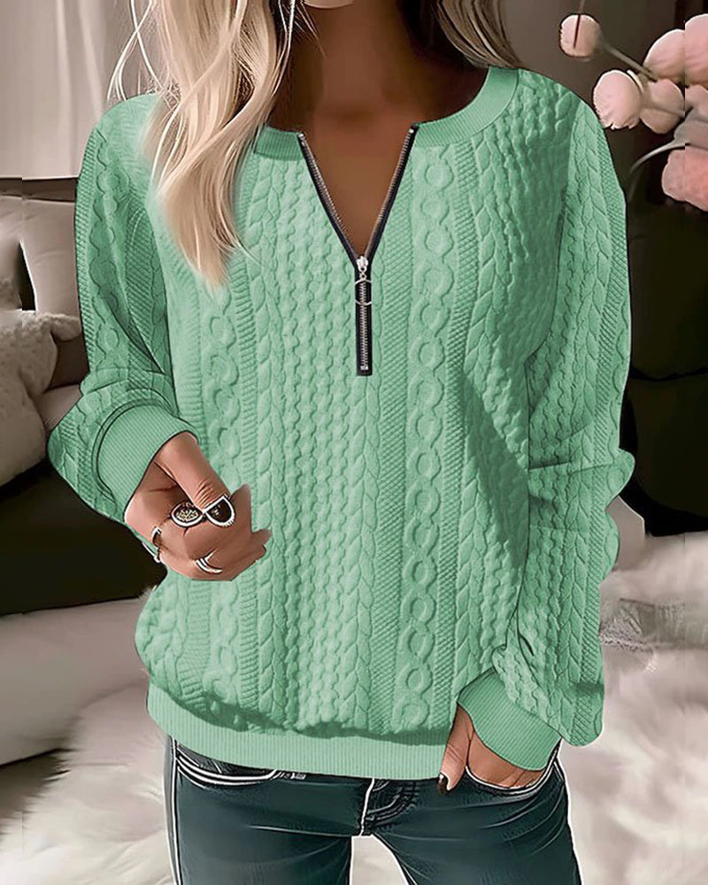 Solid color zipper sweatshirt
