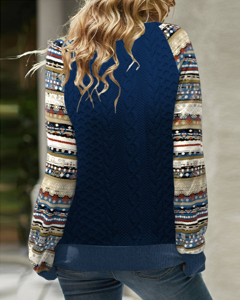 Casual Sweatshirt with Color Block