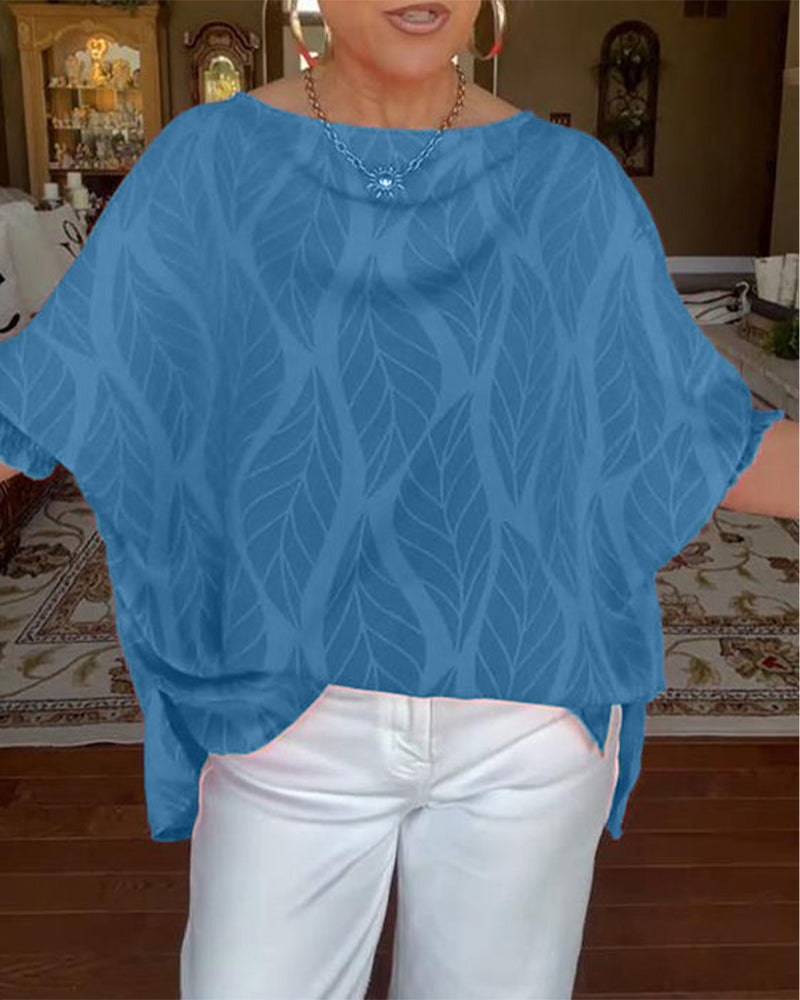 Round Neck Loose Print Blouse