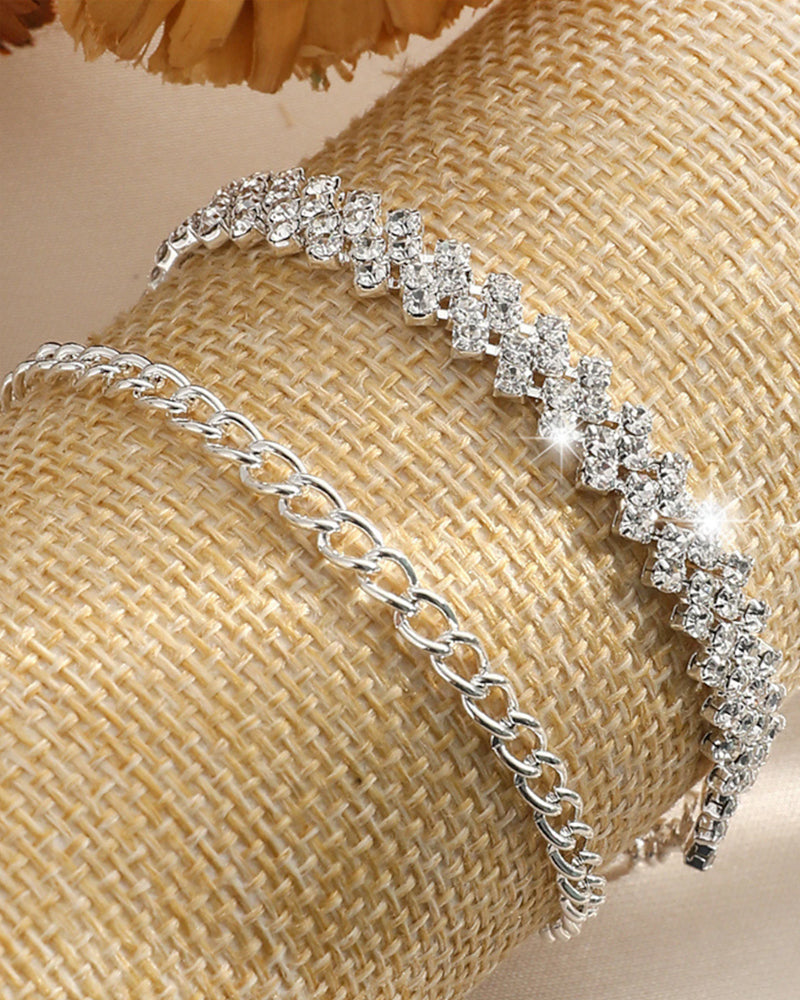 Irregular rhombus rhinestone anklet