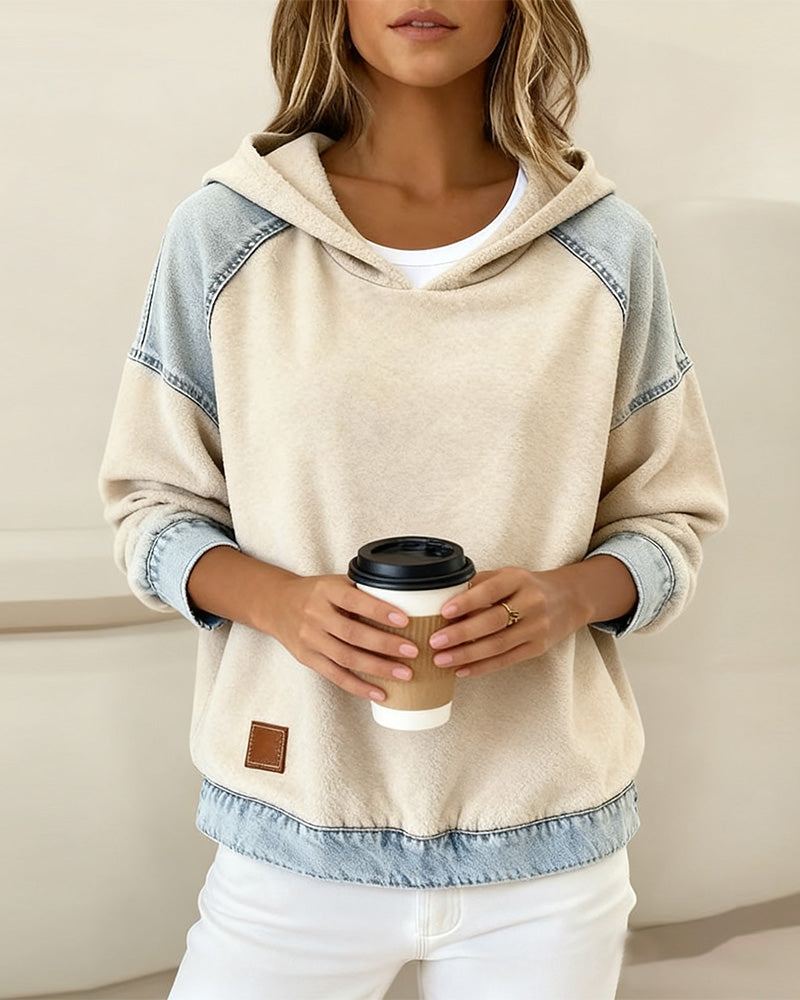 Contrast Pocket Hooded Long Sleeve Sweatshirt