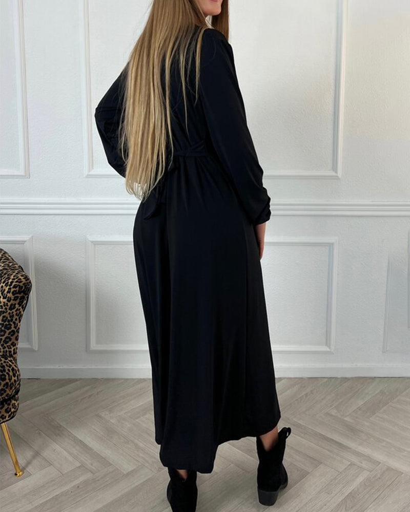 Sexy solid color Dress with Long Sleeve