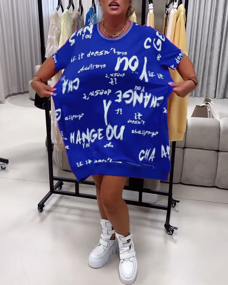 Loose Letter Print Dress