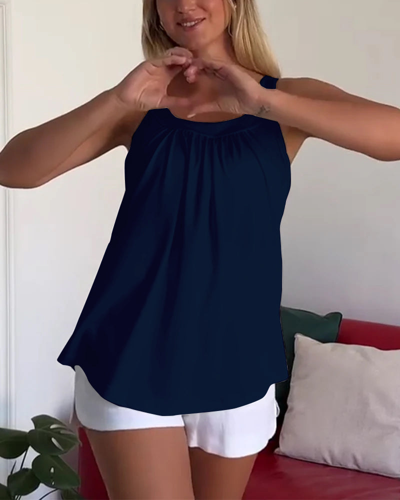 Strapless Pleated Solid Color Tank Top