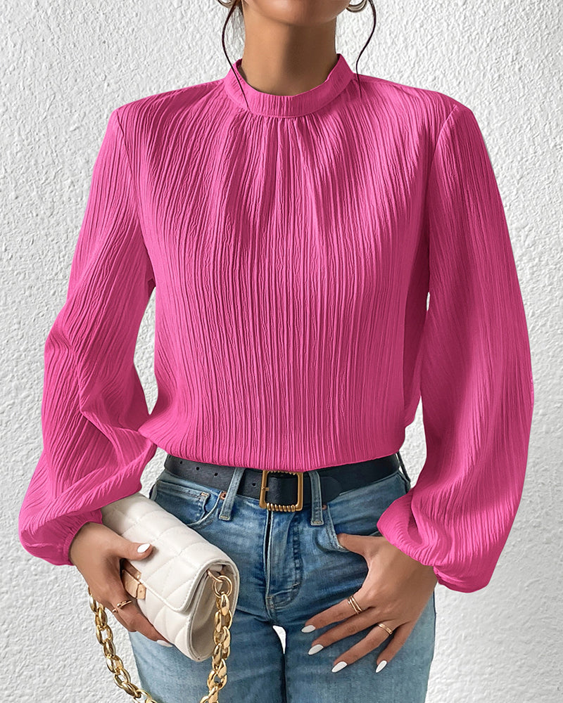 Puff sleeve solid color elegant blouse