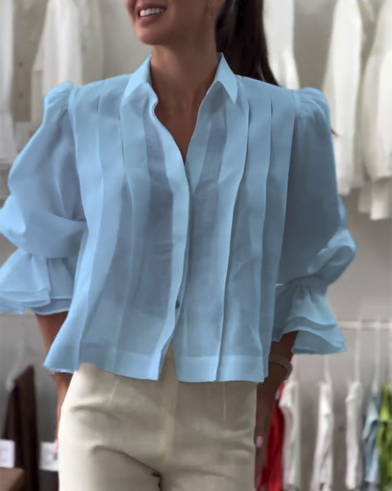 Puff Sleeve Ruffle Shirt