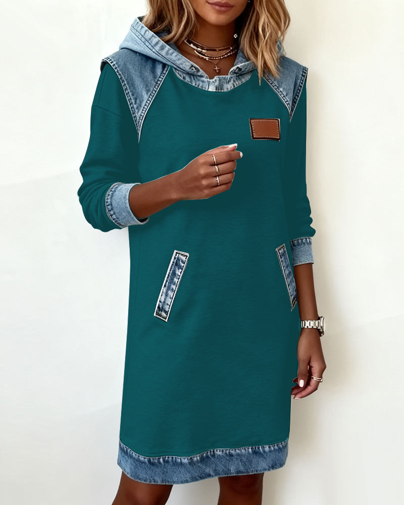 Hooded Paneled Contrast Dress