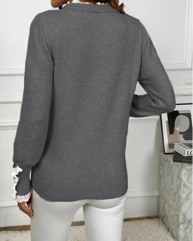 Elegant Lace-Trimmed Jumper