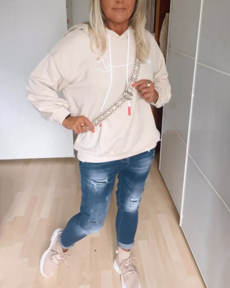 Loose anchor print hoodies