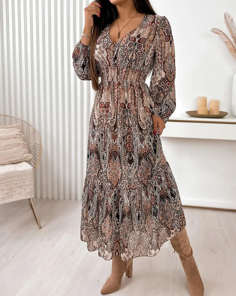 Fashionable Bohemian V-Neck Dress
