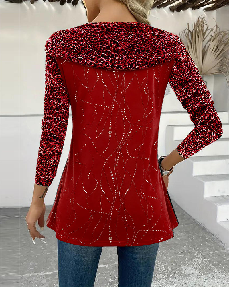 Leopard Print Long-Sleeved Top