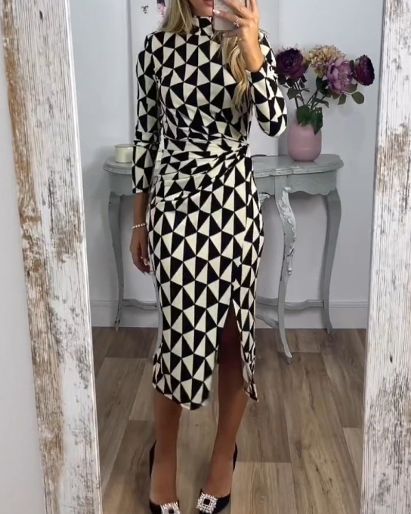 Bodycon Dress with Geometric Print