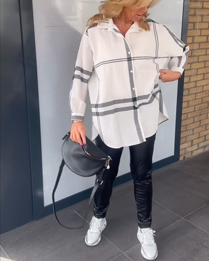 Casual lapel plaid shirt