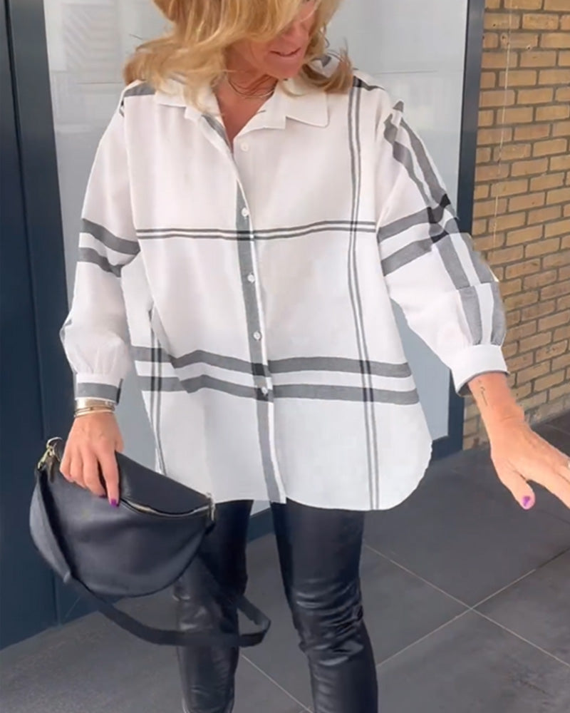 Casual lapel plaid shirt