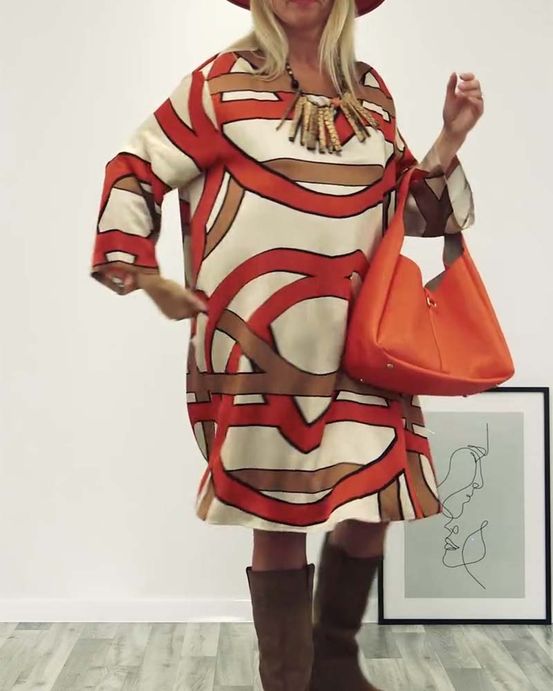 Round neck printed dress