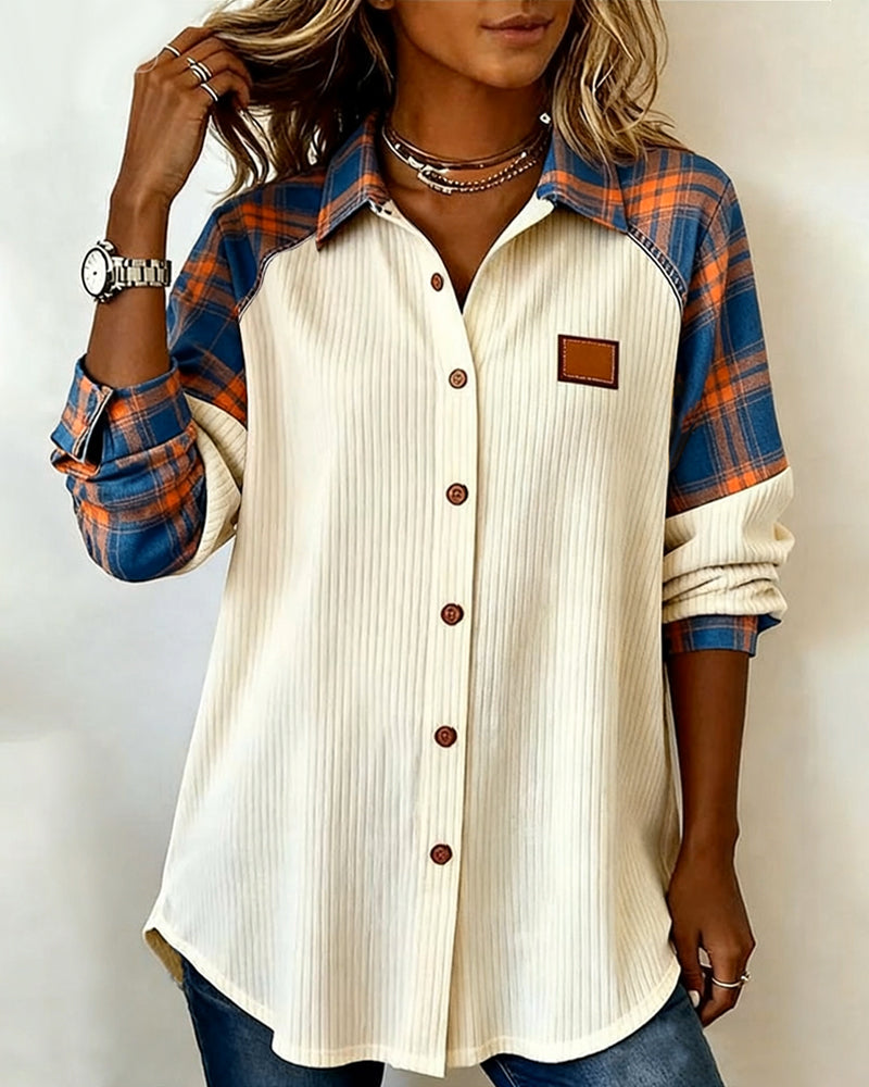 Plaid Corduroy Contrast Shirt