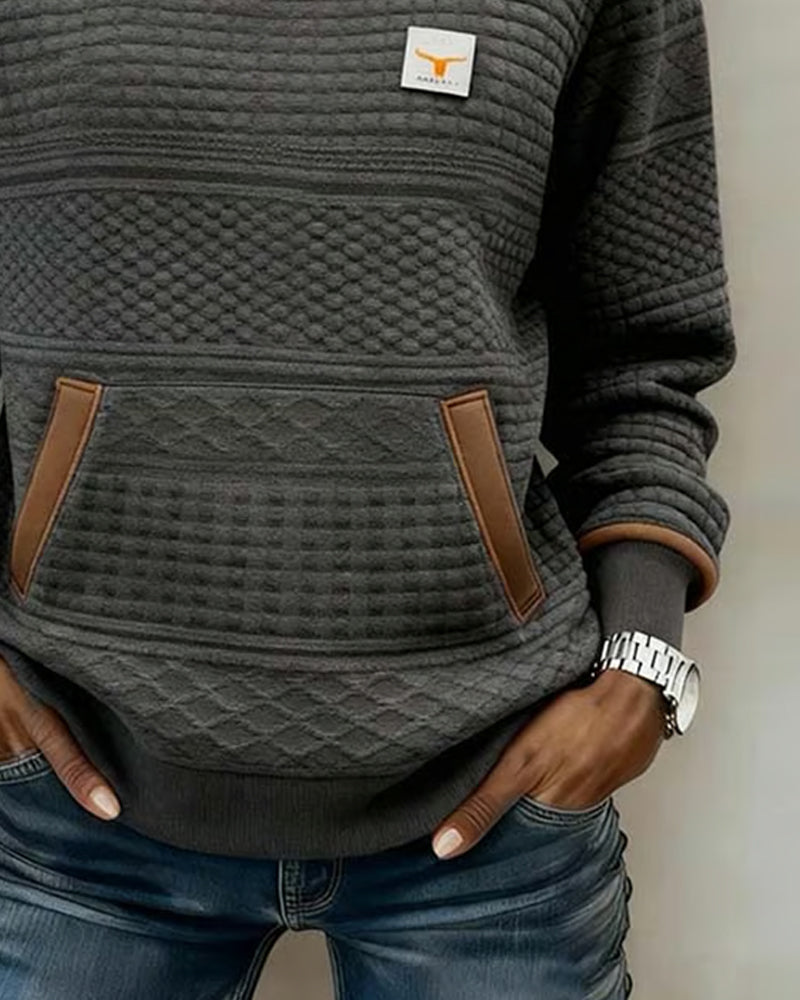 Crew Neck Color-Blocked Sweatshirt