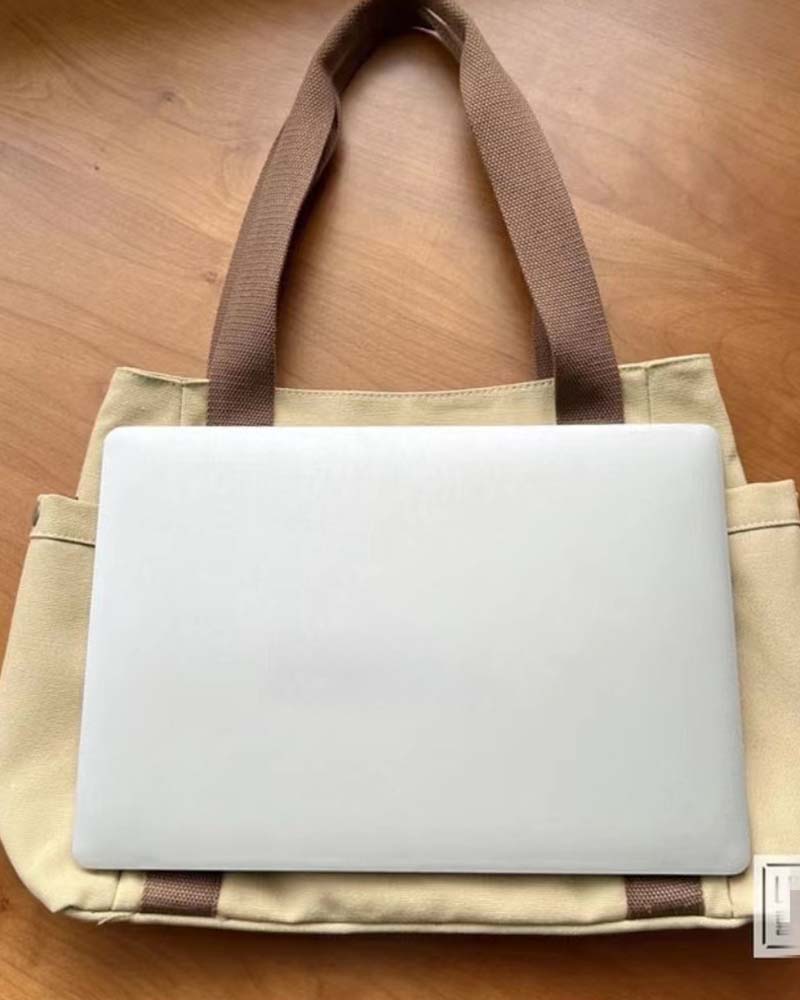 Large capacity canvas bag with double handles