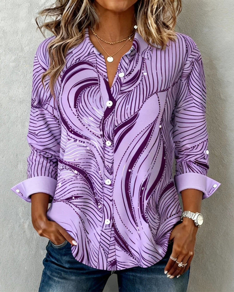 Line Long-Sleeved Printed Shirt