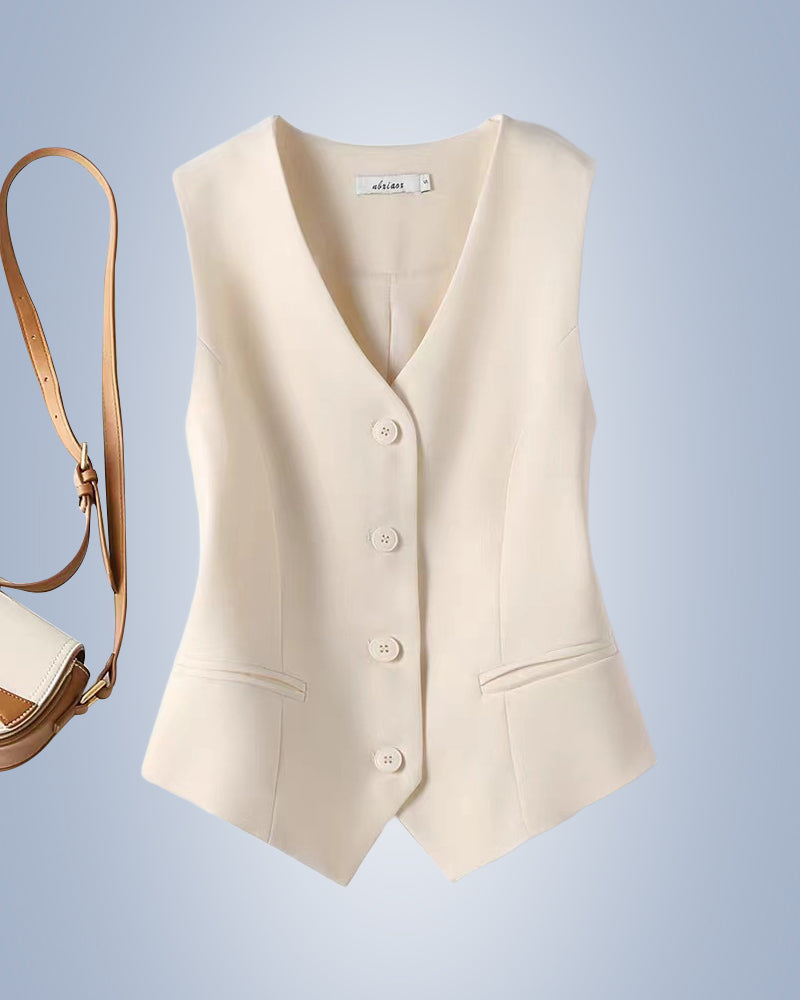 Solid color women's suit vest jacket