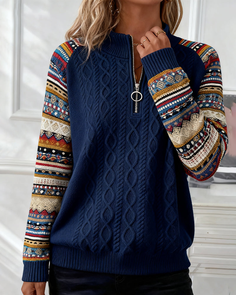 Half-Zip Color-Blocked Sweatshirt