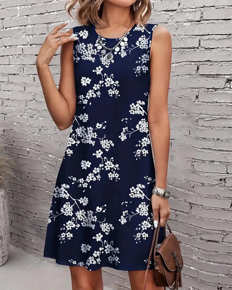 Sleeveless Slim Print Dress