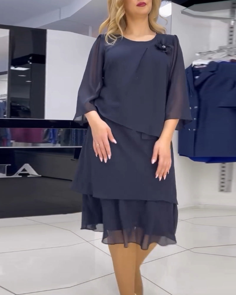 Elegant solid color irregular patchwork dress